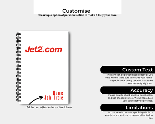 Personalised Jet2 Airlines Plane Spiral Notepad Pilot Cabin Crew Aviation A5 - Picture 6 of 9