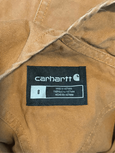 Carhartt Boys Size 8 Canvas Bib Overalls Brown Bibs Brown Coveralls - Picture 5 of 7