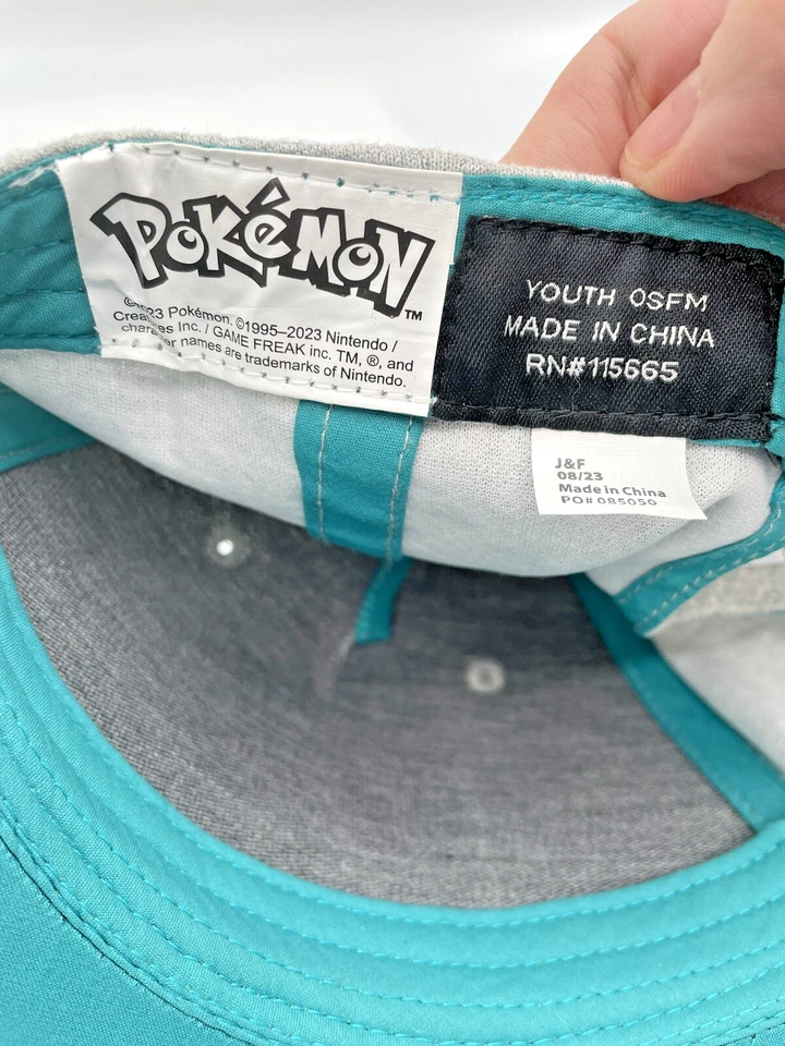 Pokemon Charizard Hat Cap Snapback Turquoise & Gray Youth Baseball Hat - Image 3 of 4