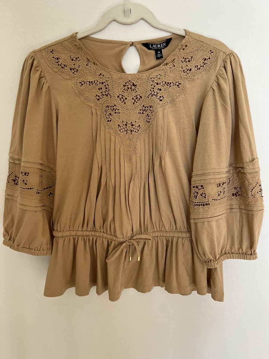 ラルフ・ローレン Lauren Ralph Lauren Lace-Trim Jersey Peplum Top レディース シャツ トップス Pro NWT Lauren Ralph Lauren Lace-Trim Jersey Peplum Top M | eBay