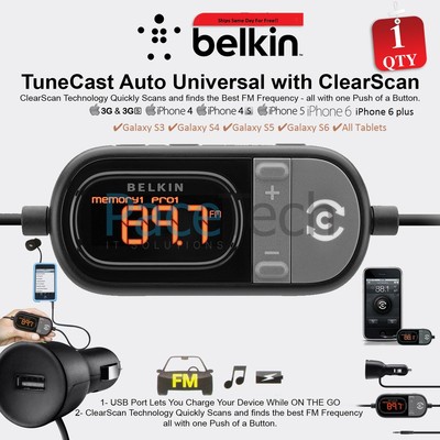 Belkin Tunecast Auto Universal Fm Transmitter Clearscan For Iphone 6 5s 5c 5 4s Ebay
