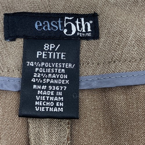 Pantalones East 5th Petite para mujer 8P marrón topo puños pierna ancha pantalones oficina - Imagen 8 de 10