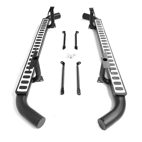 Side Steps For Land Rover Defender 110 Tubular Black/silver Fire&ice Style 2003+ - Picture 5 of 12