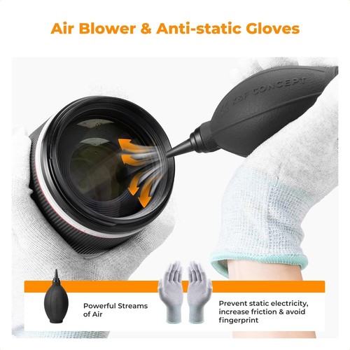 Portable 32-Piece Camera Lens Care Kit with Anti-Static Gloves & Storage Bag - Picture 8 of 10