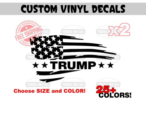 Two President Donald Trump Distressed Flag Decals American Flag Sticker Maga Usa