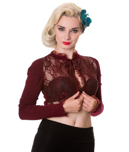 Banned Bolero Spallucce Burgundy Pizzo E Gotico Top Nere wUEwBxnrqR