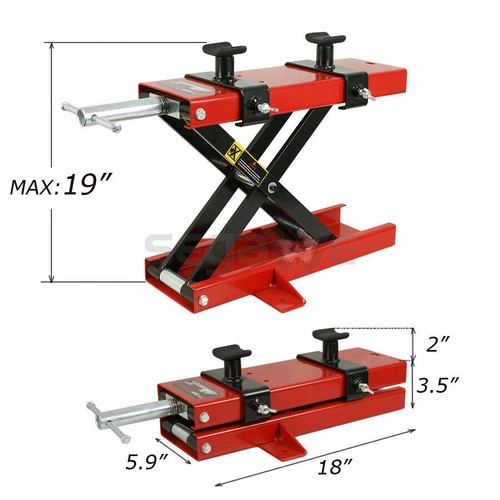 1100LB Motorcycle Center Scissor Lift Jack Hoist Stand Bikes ATVs Scooter Crank - Foto 4 di 14