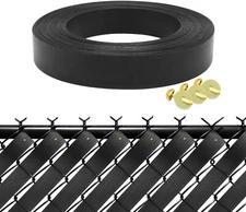 Chain Link Fence Privacy Slats Tape w/ Brass Fasteners, Black, 1.8 in x 250 ft