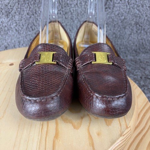 Lauren Ralph Lauren Careigh Loafer Damen 8,5 Schweinsleder gefüttert Schlangenmuster Schuh - Bild 3 von 9