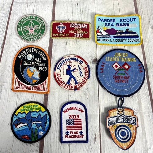 Boy Scouts Patch Lot 1969 Fall Encampment Space 1970 Scoutmaster Shooting CA Pin - Picture 1 of 17