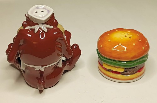Taz Eating Burger - Salt & Pepper Shakers, never used, with packaging, hamburger - Picture 5 of 8