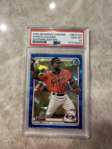 2020 Bowman Sapphire Marco Luciano BCP-103 Pre-RC San Francisco Giants PSA 10