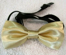 UNISEX ADULT KIDS TUXEDO SHINY GOLD ADJUSTABLE ELASTIC STRAP BOW TIE-NEW IN BOX!