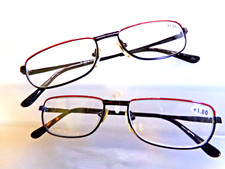 2 READING GLASSES Retro artistic fashion Black with Red tone reader Power 1.0