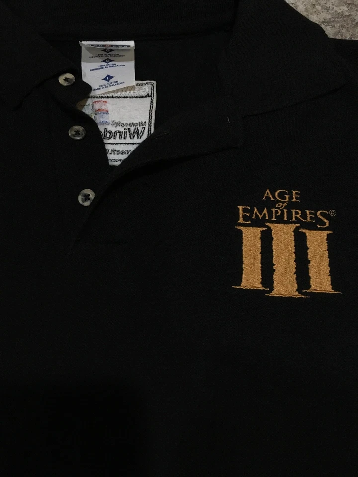 VINTAGE GAMING PROMOTIONAL AGE OF EMPIRES III Microsoft Windows Polo L XMAS GIFT - Image 2 of 4