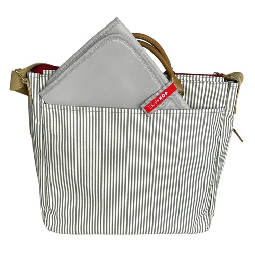 SKIP HOP Duo Diaper Bag Gray White Stripe Zipper Carry Handle Messenger Bag - Picture 5 of 16