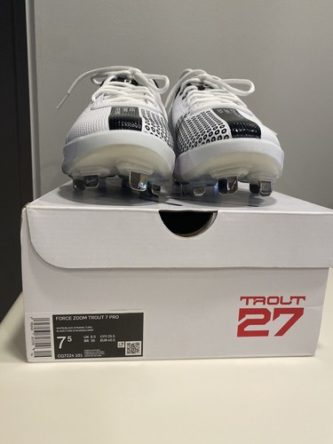 Nike Force Zoom Trout 7 Pro Men's 7.5 Baseball Cleats, White/Black, CQ7224-101 - Picture 6 of 10