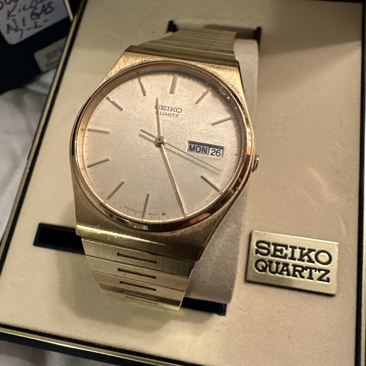 SEIKO KING QUARTZ DAY DATE ビンテージ　レア　稼働品 Seiko King Quartz Men's Silver Day Date Eng/Kanji 37mm