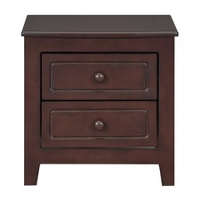 2-Drawer Nightstand Mid Century Retro Bedside Table with Classic Design