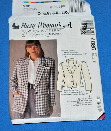 Blazer McCalls Zieman Mujer Ocupada Patrón Costura 4085 Semi Forrado Talla 14 Sin Cortar - Imagen 2 de 3