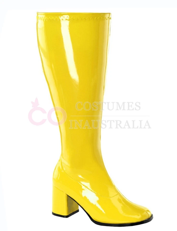 Botas Gogo brancas femininas Go altura do joelho hippie anos 60 anos 70 discoteca fantasia sapatos - Imagem 4 de 4