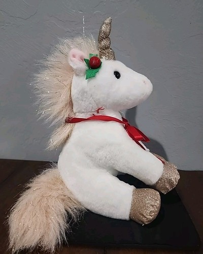 Frankford Plush Princess Unicorn Soft Stuffed Animal White Pink Gold Holly berry