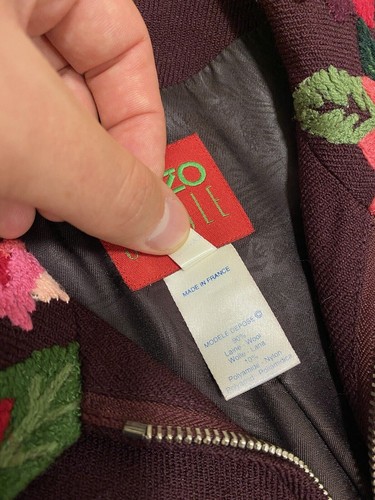 Kenzo Jungle Vintage Floral Collar Wool Zip Made in France Coat - Picture 7 of 12