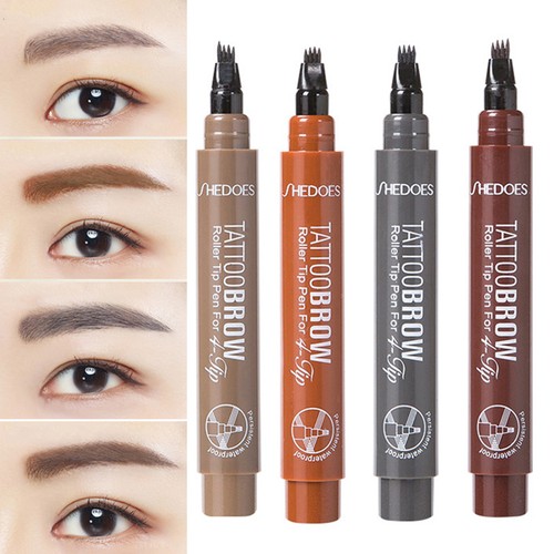 Microblading Tattoo Eyebrow 3D liquid Ink Pen Waterproof 4 Fork Pencil Brow UK - Picture 6 of 48