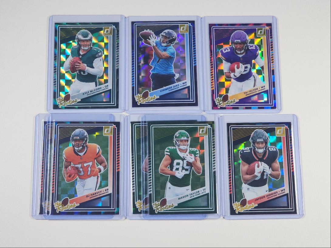 [8] KYLE MCCORD RJ HARVEY JAYDEN HIGGINS 2025 DONRUSS THE ROOKIES RC Q3178