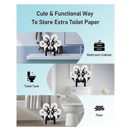 2x(Porta carta igienica a forma di mucca per ulteriori 8 rotoli, divertente, decorazione3062 - Foto 3 di 6