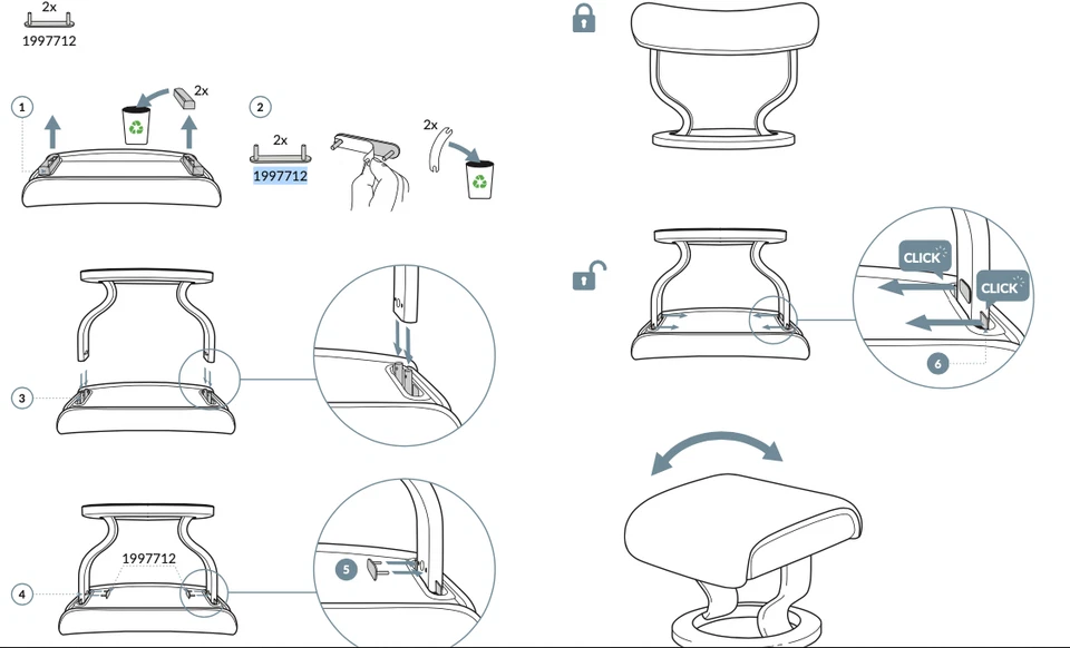 Ekornes Stressless Hocker-Clip-Set – Ersatzteil 1997712 - Bild 3 von 3