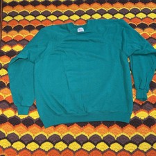 Vintage 90s Blank Hanes Sport 50/50 Crewneck Raglan Sweatshirt Size XL Teal