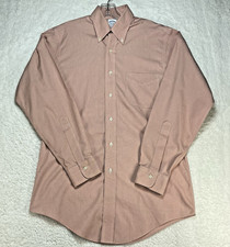 Brooks Brothers Shirt Mens Size 15-33 Orange Check Slim Fit Medium No Iron