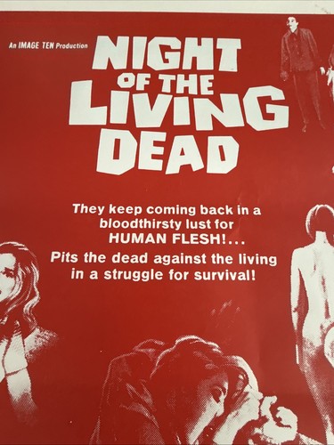 "Póster original de la película Night of the Living Dead 1978 George Romero 27""x41"" SS" - Imagen 9 de 14