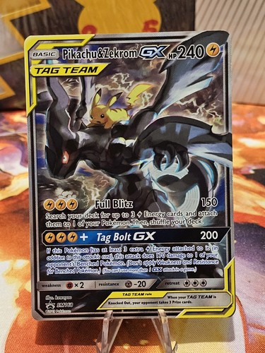 Pokémon TCG Pikachu & Zekrom GX Sonne Mond Team Up SM168 Holo Promo Near Mint