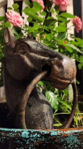 Antique Cast Iron Horse Head Hitching Post Knight Chess Piece Garden Decor - Picture 7 of 7