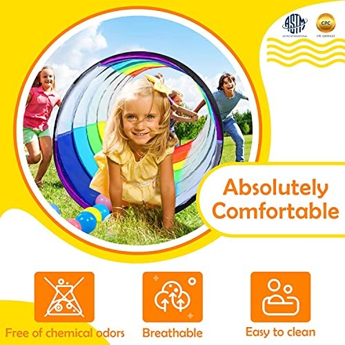 Kids Play Tunnel Tent for Toddlers, Colorful Pop Up Crawl Tunnel Toy for Baby - Picture 4 of 7