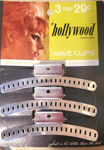 3 Pkgs Of 3 Hollywood Rapid Dry Wave Clips New Vintage On Card Aluminum - Picture 1 of 2