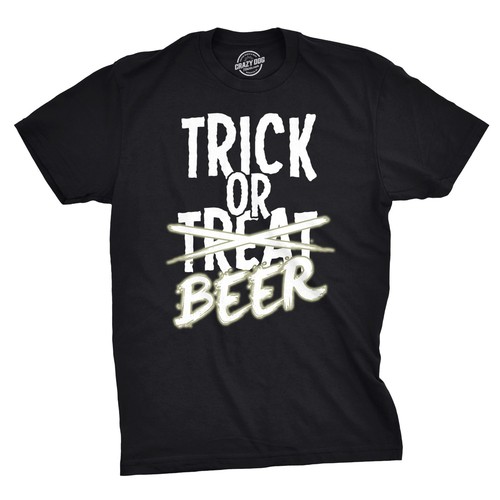 Mens Trick or Beer Glowing Shirt Funny Halloween T Shirt Glow In The Dark Tee
