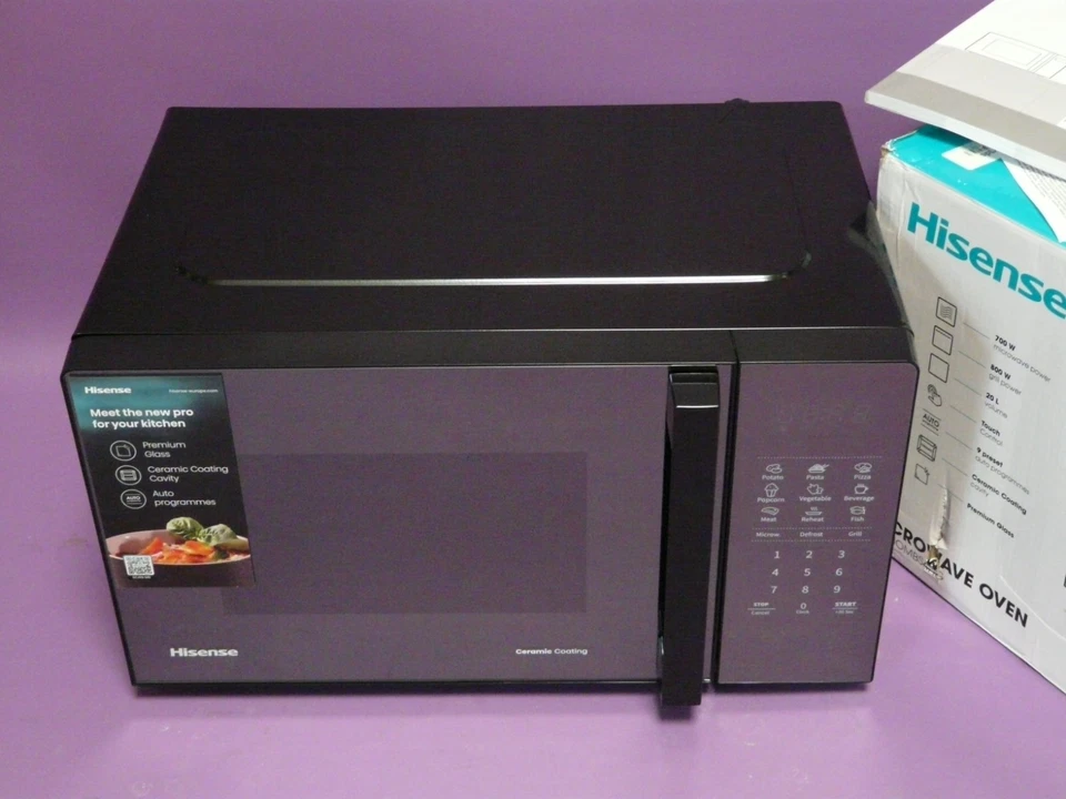 Hisense H20MOMBS4HG Mikrowelle mit Grill 20 L, 700Watt, schwarz verspiegelt - Bild 2 von 4