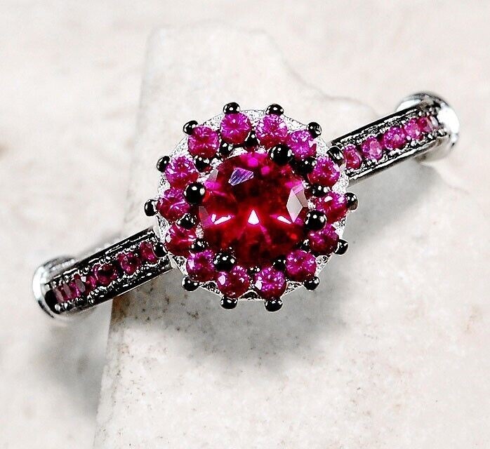 2CT Heat Treated Rubellite Tourmaline 925 Solid Sterling Silver Ring Sz 7 MP8