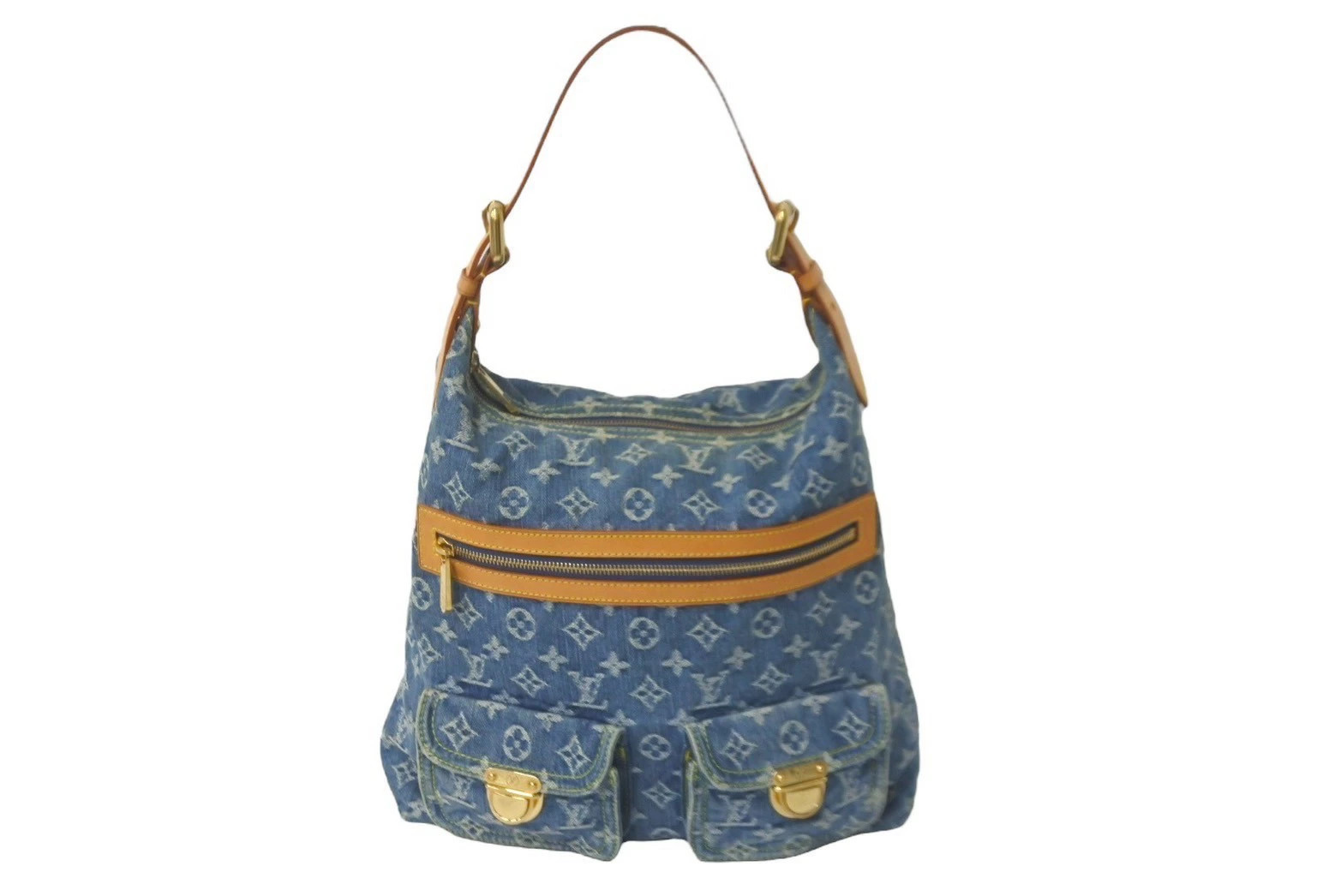 LOUIS VUITTON Baggy Shoulder Bag Monogram Denim Blue