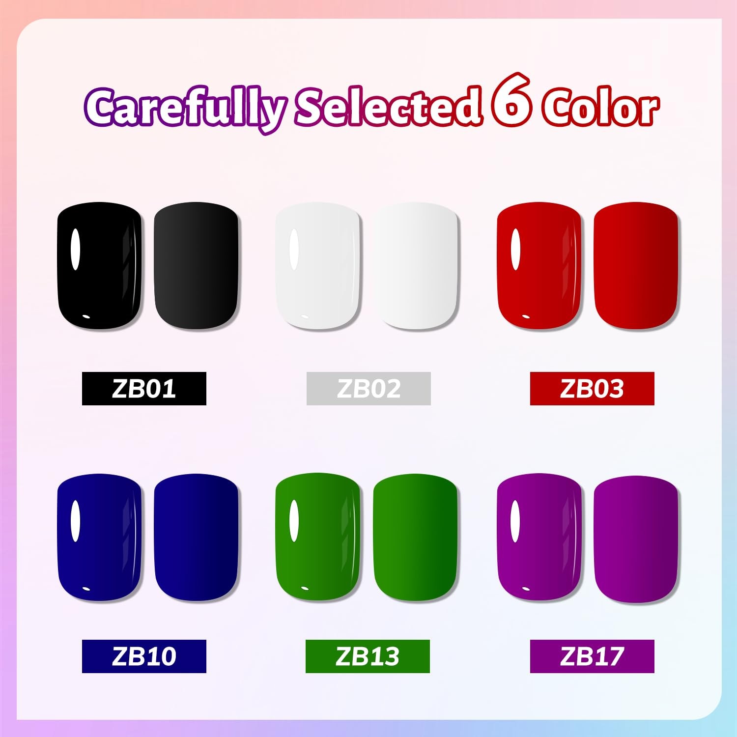 10ml Nail Polish Set 6 Colors Black White Red Deep Blue OpenLive-6color-02 