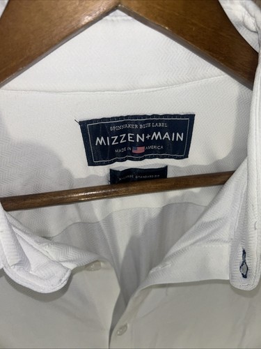 Mizzen Main Men’s XL Standard Spinnaker White Long Sleeve Button Up - Picture 2 of 7