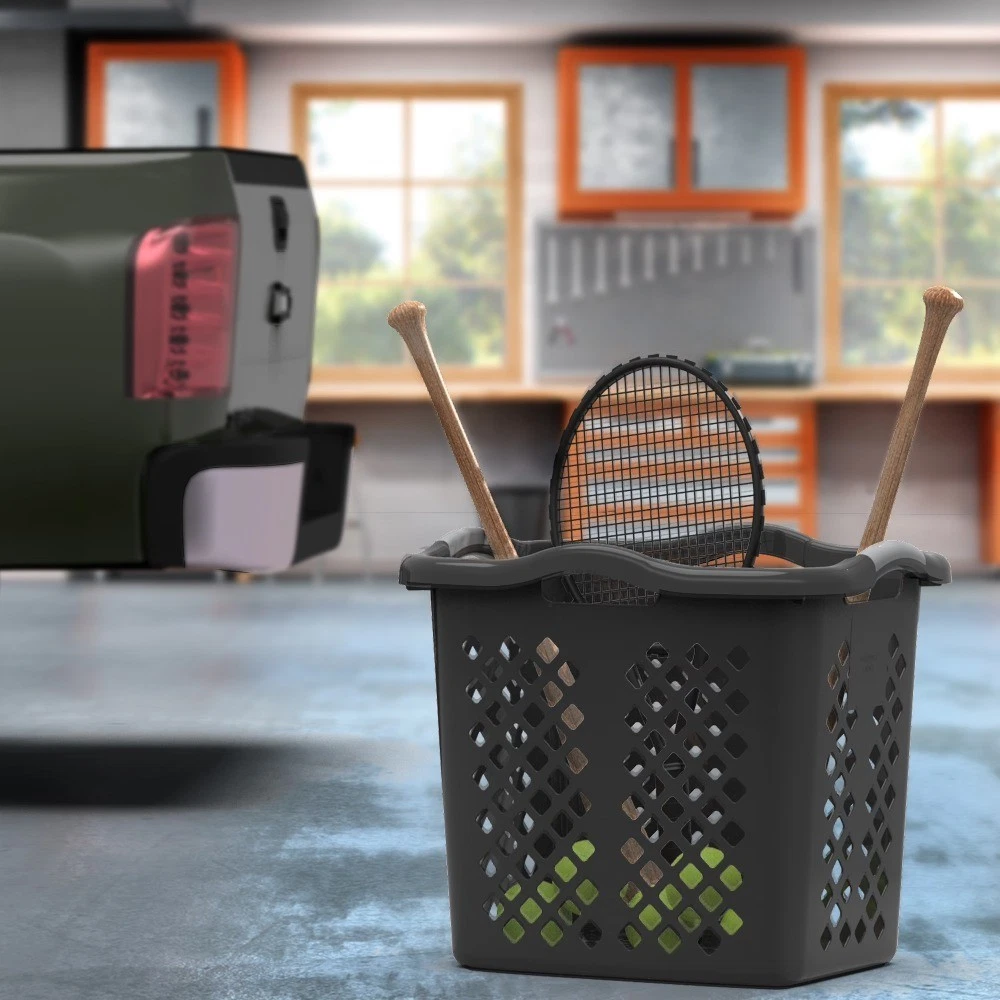 2 Bushel Lamper Plastic Laundry Basket with Silver Handles, Black, Adult - thumbnail 6
