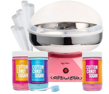 Stainless Steel Cotton Candy Machine 2.0 w Cones, 3 Sugars and Straws Candery