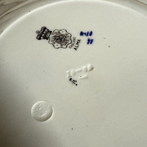 Antique Doulton Burslem Blue and White Floral 1891 1901 bowl Exquisite set four - Picture 11 of 17