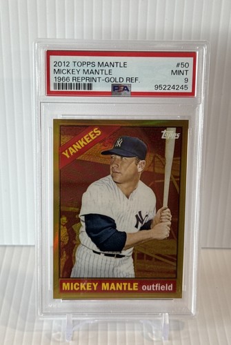 2012 Topps Mickey Mantle Gold Refractor 1966 Reprint SP NY Yankees #50 PSA 9 Mt