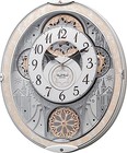 RHYTHM Wall Clock Radio Clock Analog Karakuri 48 Songs Melody White 45.7x37.9x8.