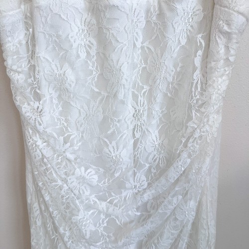 VTG DEB Y2K Romantic Fairy Lace Asymmetric Mermaid Maxi Dress Size 13 White HOCO - Picture 13 of 18